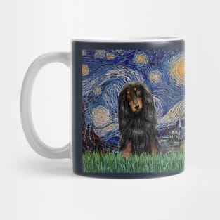 Starry Night (Van Gogh) Adapted to Feature a Long Haired Dachshund Mug